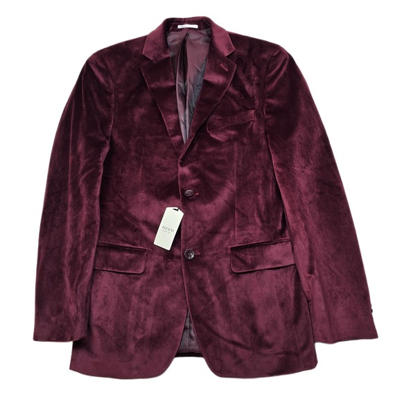 Alfani‎ Slim Fit Velvet Sport Coat Mens 36R 36 Burgundy Red NEW - Picture 1 of 12
